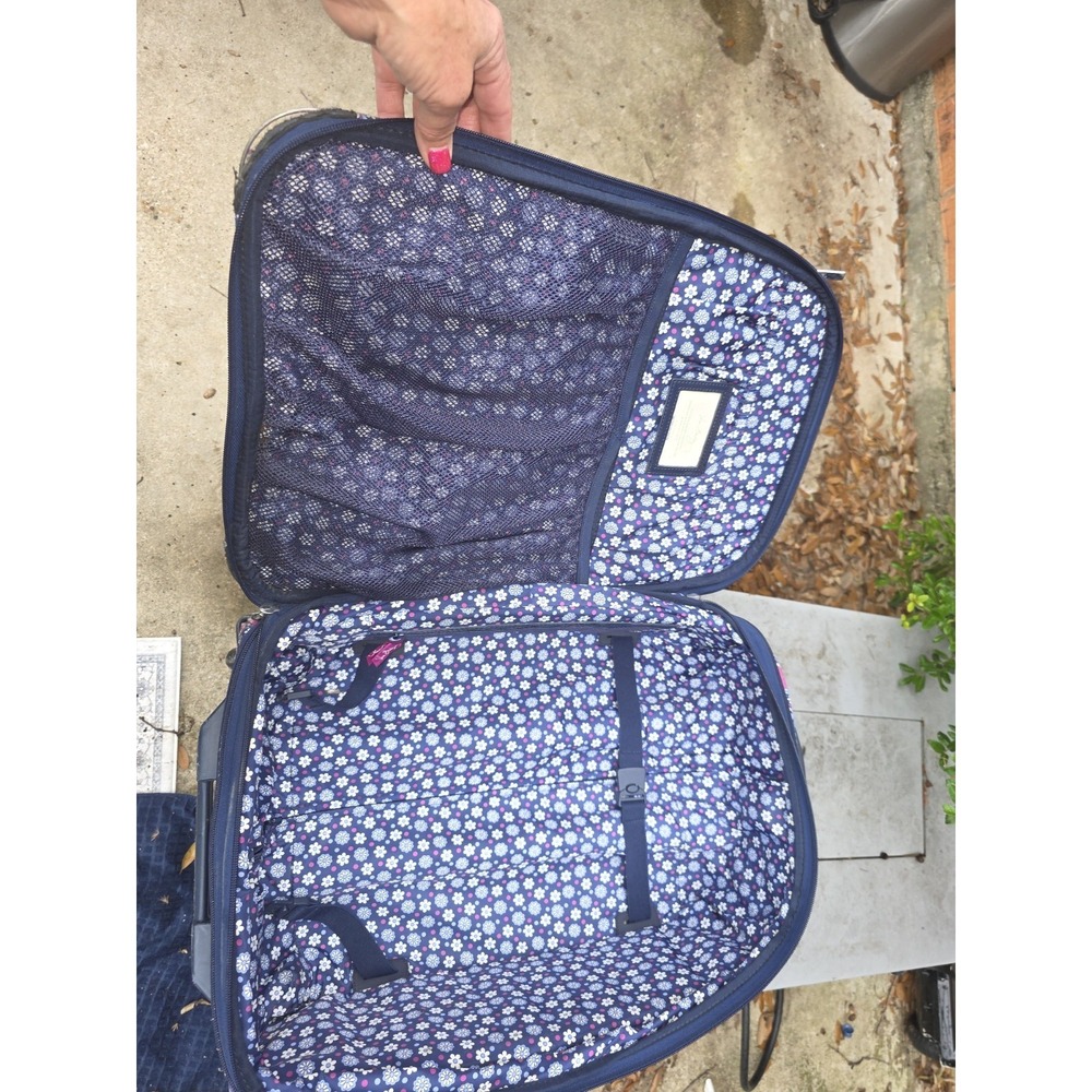 Vera Bradley Rolling Suitcase Lge Paisley Quilted Expandable See Pics Flaws - Picture 11 of 13